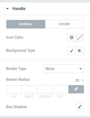 ‘Handle Section’ in the Style tab of the Image Comparison Widget