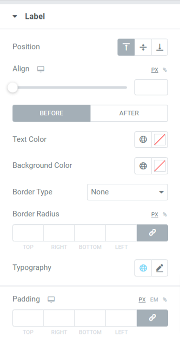 ‘Label Section’ in the Style tab of the Image Comparison Widget