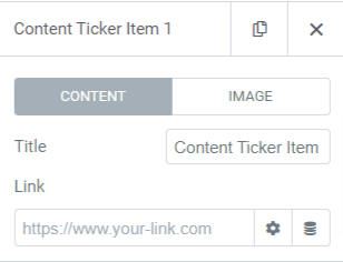Ticker Items section in the content tab of the PowerPack Content Ticker widget
