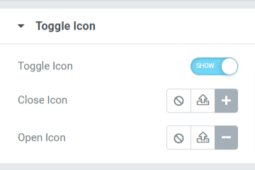 Toggle Icon section in the content tab of the FAQ widget