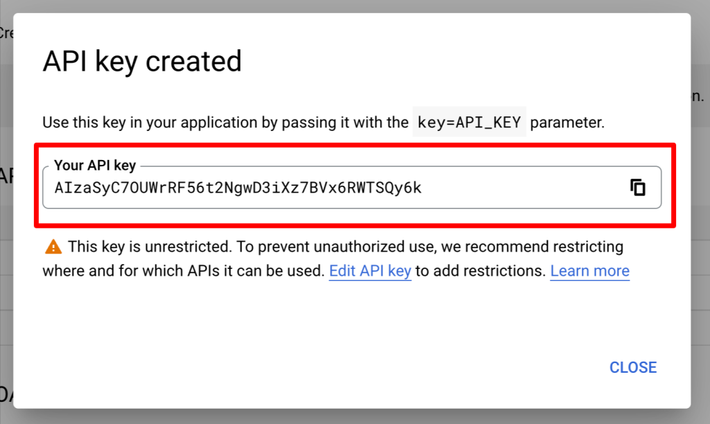 copy google places api key