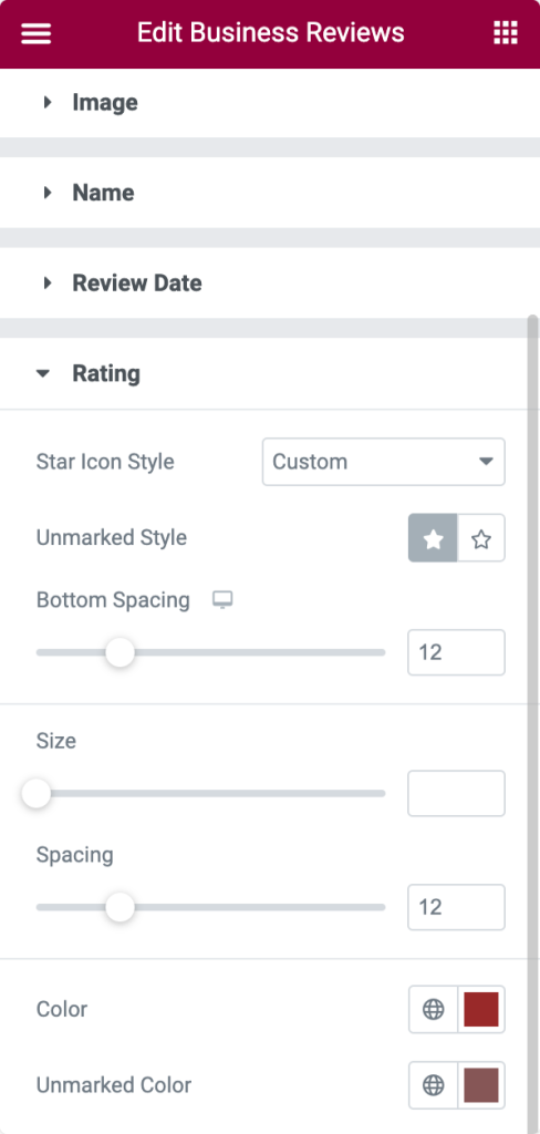 customize rating in google business reviews elementor