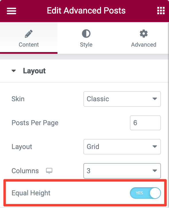 How to Enable Equal Height and Full Width for Posts in Elementor