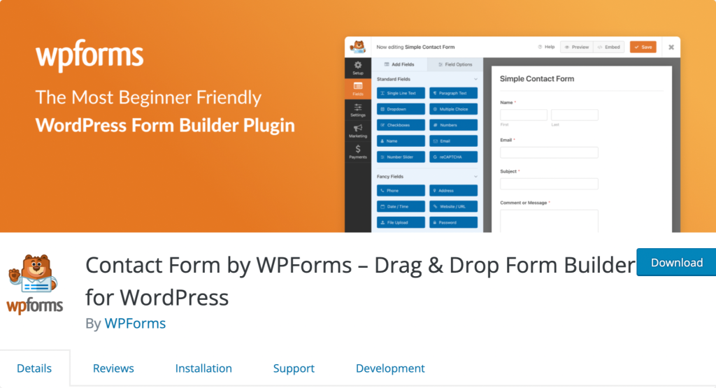 wpforms contact form builder for wordpress