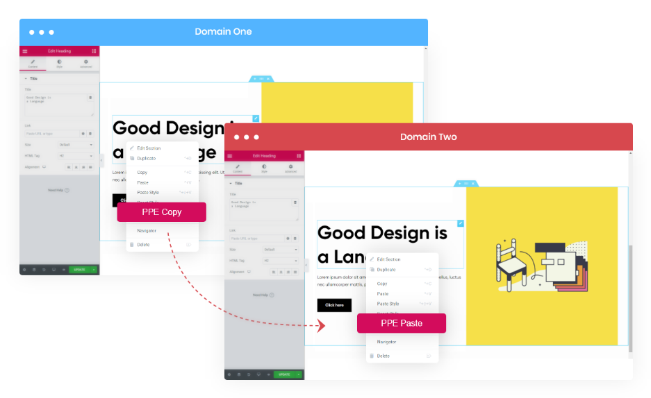 PowerPack Cross Domain copy paste feature for Elementor