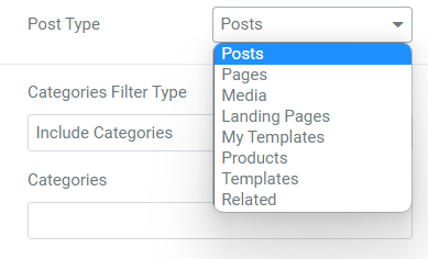 Select posts type in content tab of the timeline widget