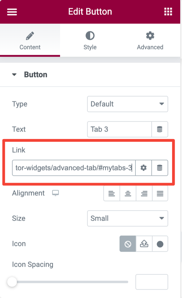 add advanced custom link to button