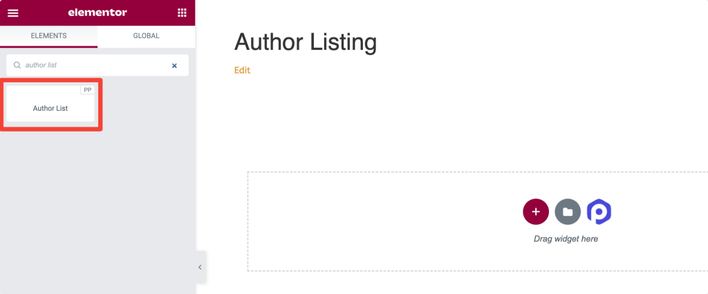 add author list widget on wordpress page