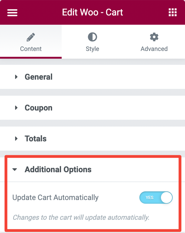 additional options of woo cart widget