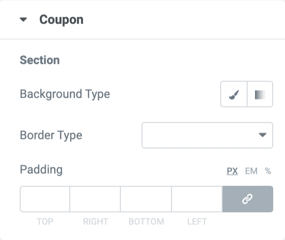coupon section customization option