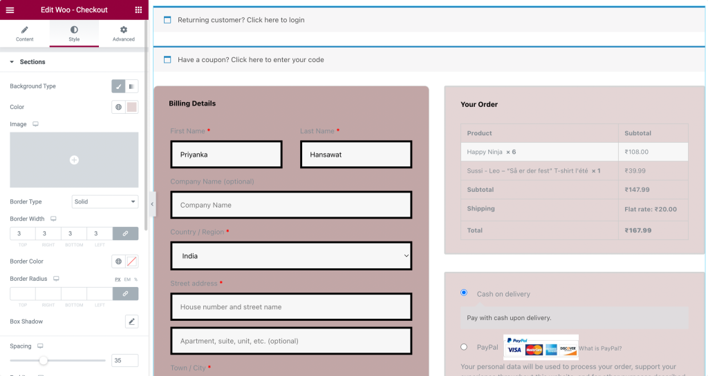 style woo checkout page