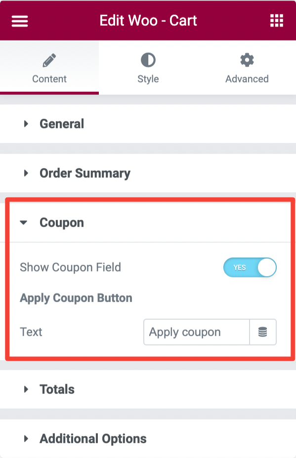 woo coupon field