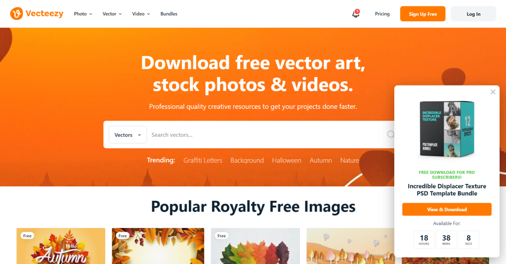 Vecteezy website for stock photos & videos