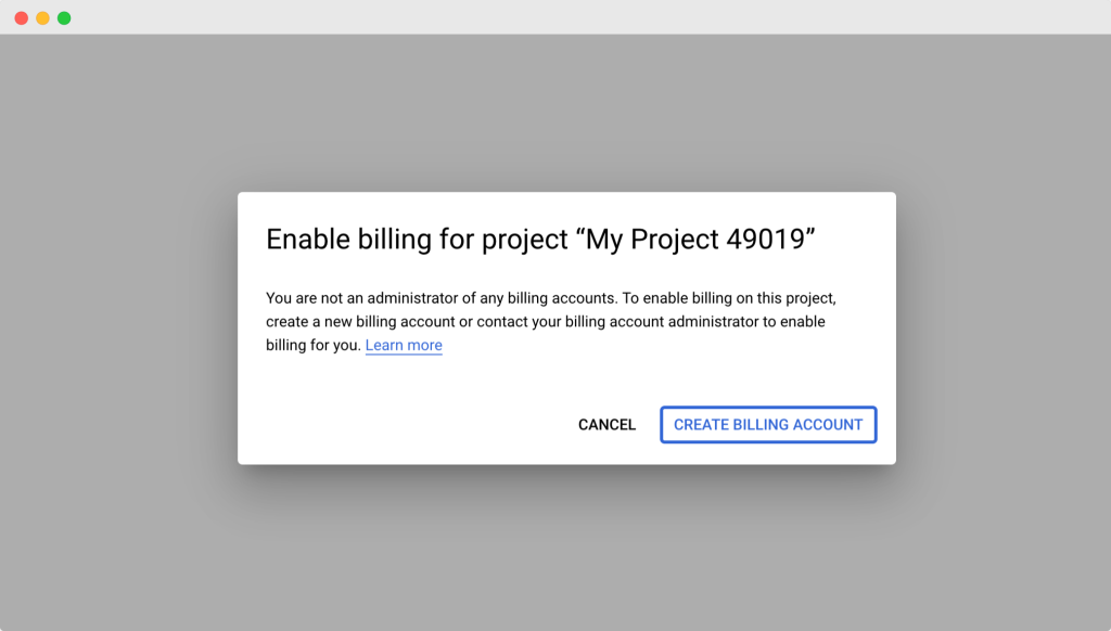 create you google billing account