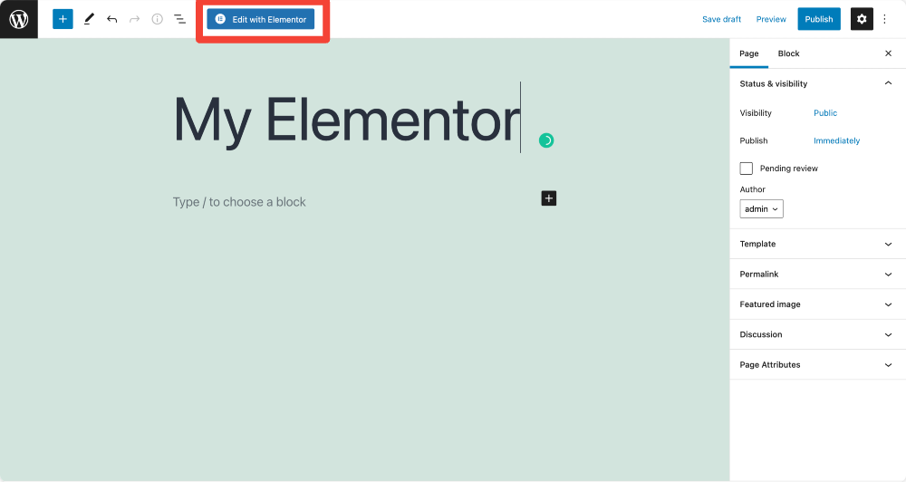 edit wordpress page with elementor