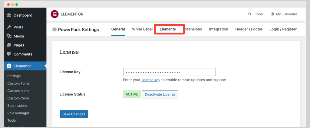 powerpack backend settings