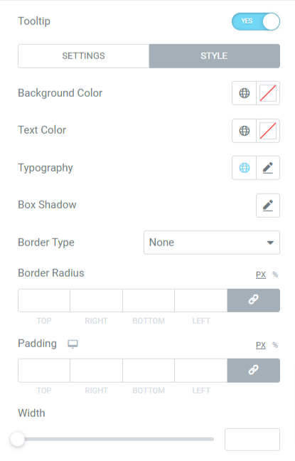 Setting options for PowerPack's Tooltip extension in the Elementor page builder