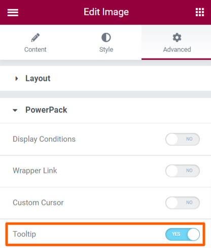 Enable PowerPack's Tooltip feature in Elementor's editor page