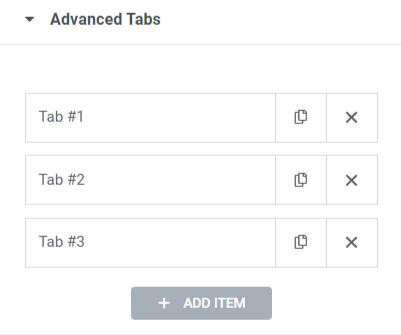 Advanced Tabs section in the Content tab of the Advanced Tabs widget

