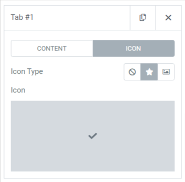 “Icon” as the content type in the Tabs section of the Tabbed Content widget by PowerPack Addons