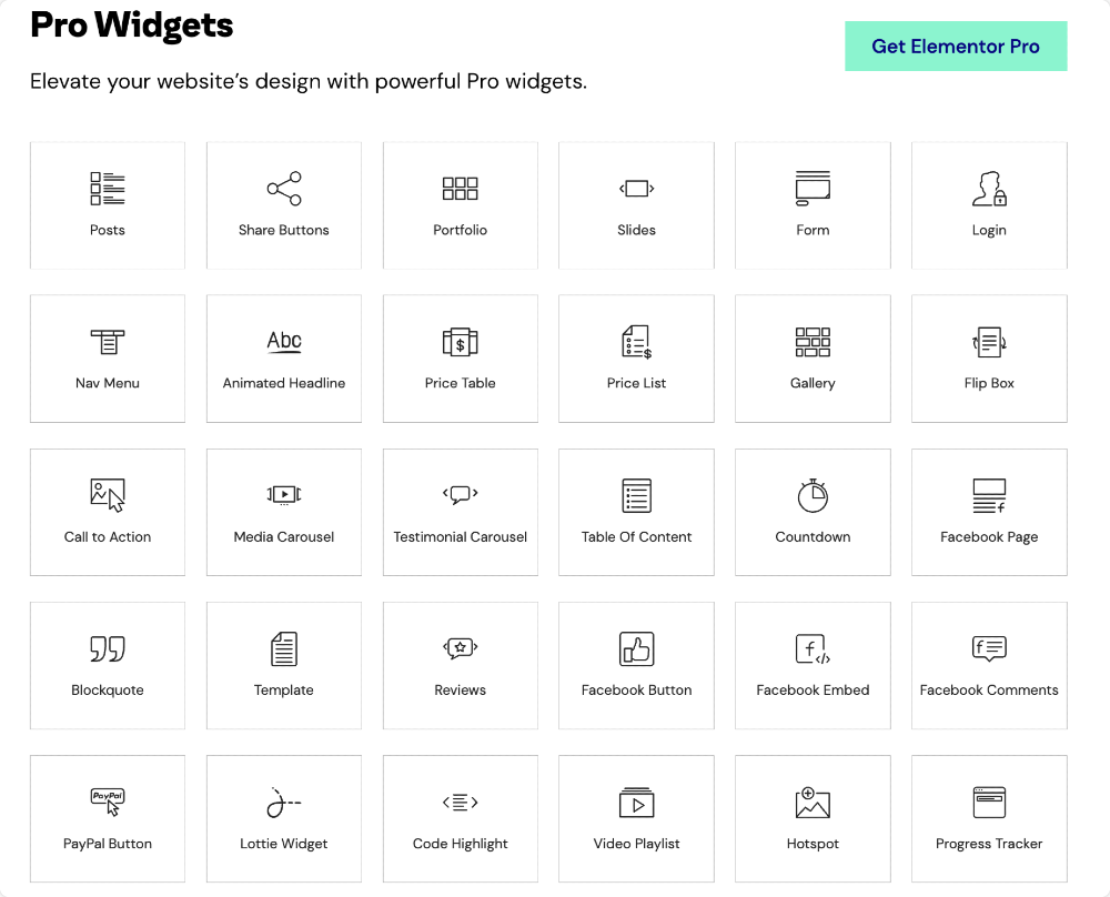 elementor pro widgets