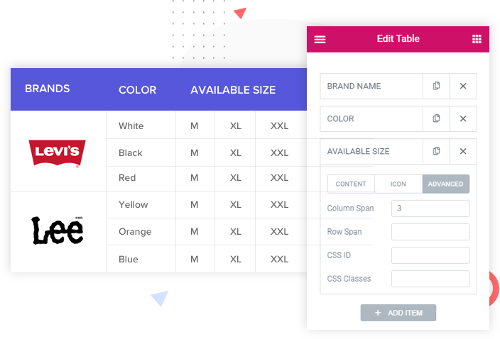 powerpack table widget for elementor