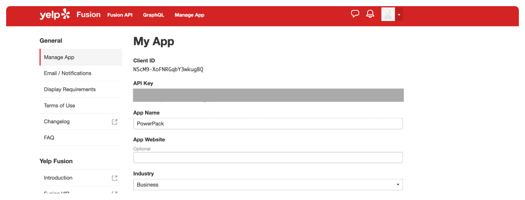 copy yelp api key