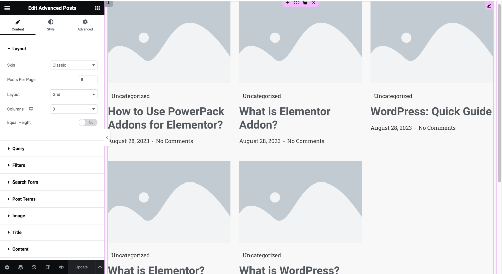 advanced posts widget for elementor