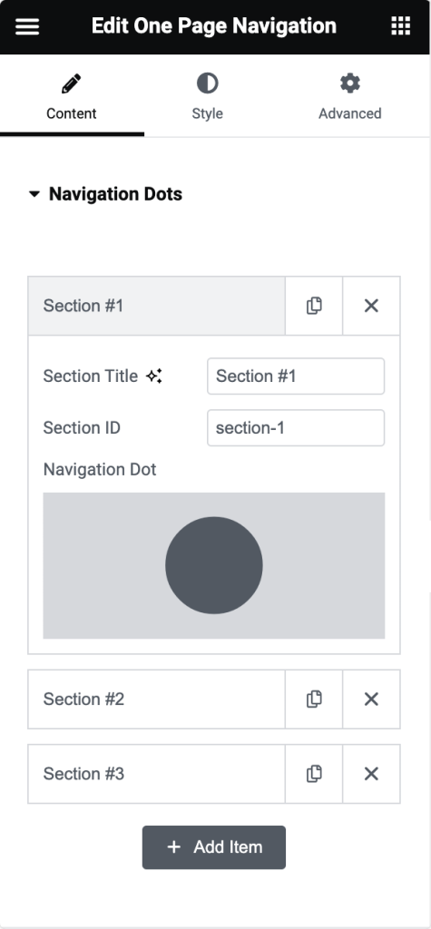 One Page Navigation Dots