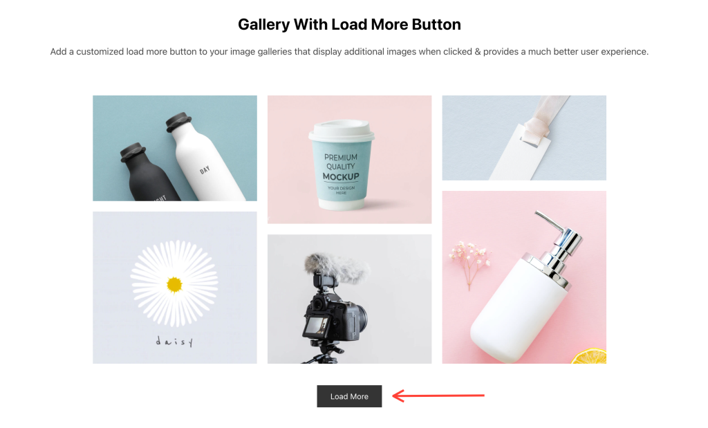 image gallery with load more button in elementor