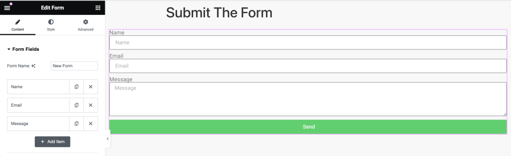 elementor contact form