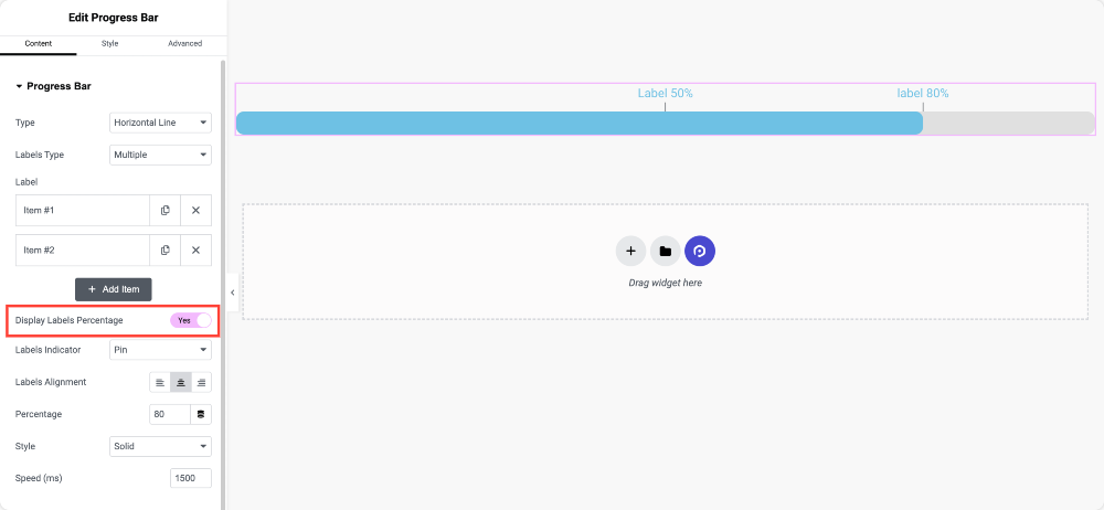 display labels percentage