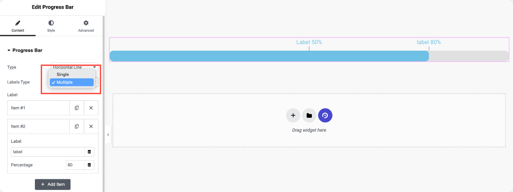 progress bar labels type