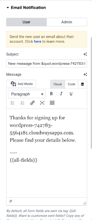 email notification