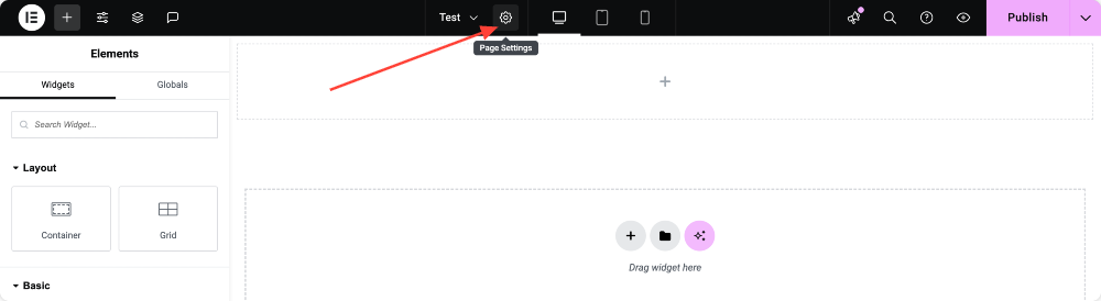 elementor page layout settings
