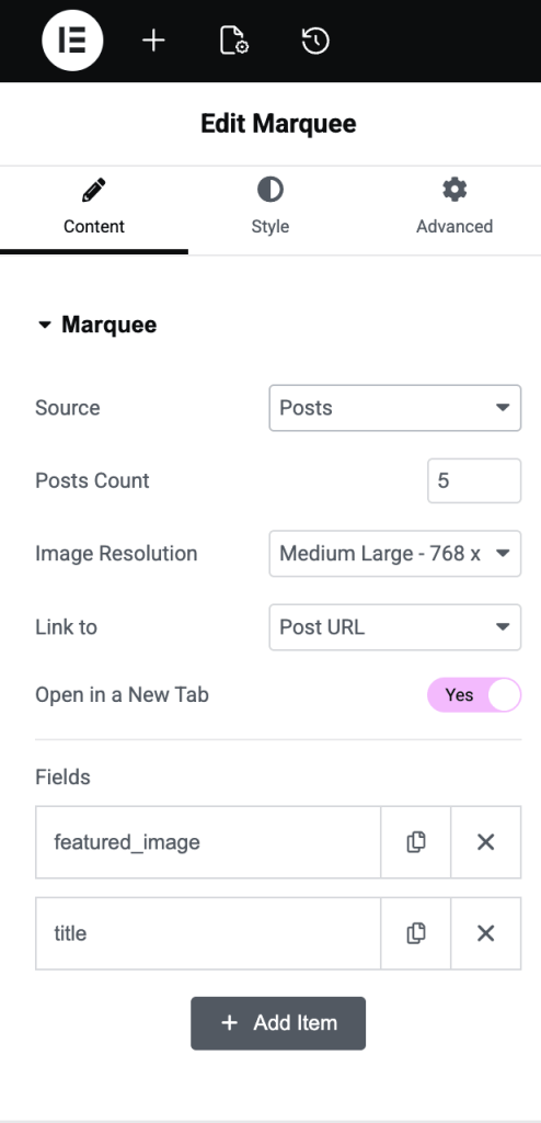 marquee content source posts