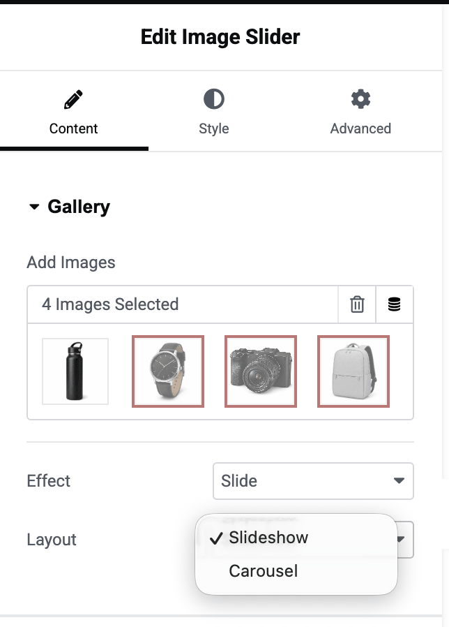 gallery options