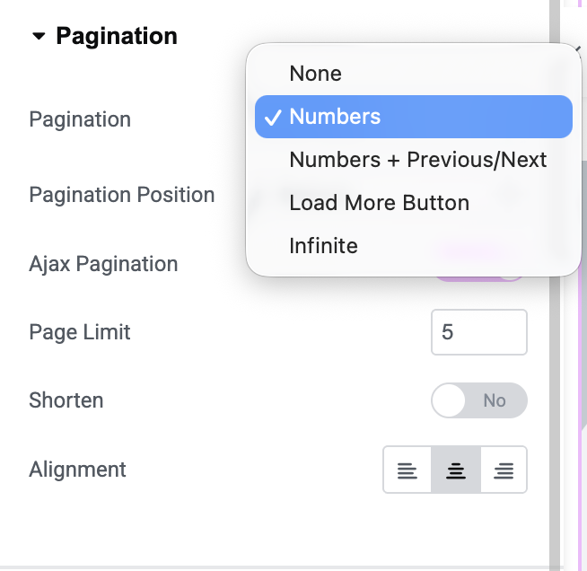 pagination options