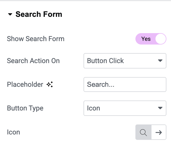 search form options