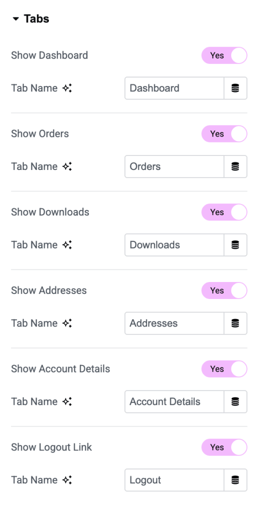 tabs section