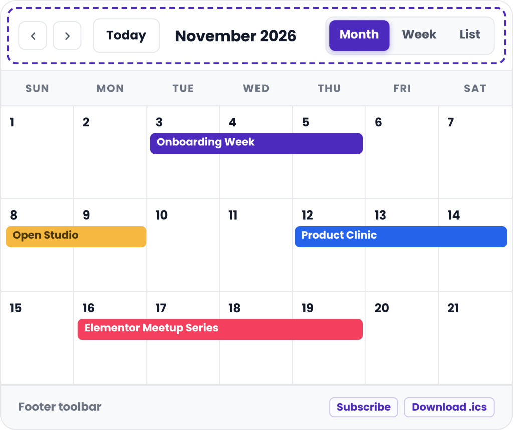 event calendar