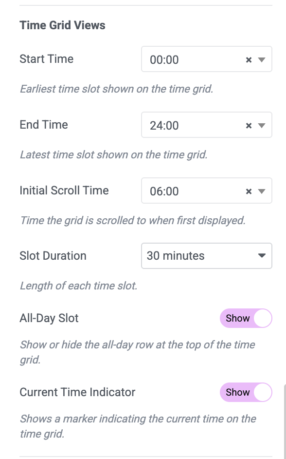 time grid views