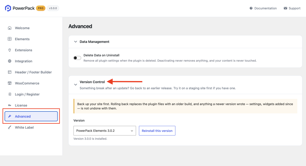 version control section